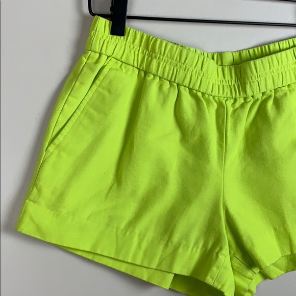 J Crew Factory Bright Green Yellow Cotton Shorts 2 - Picture 3 of 6